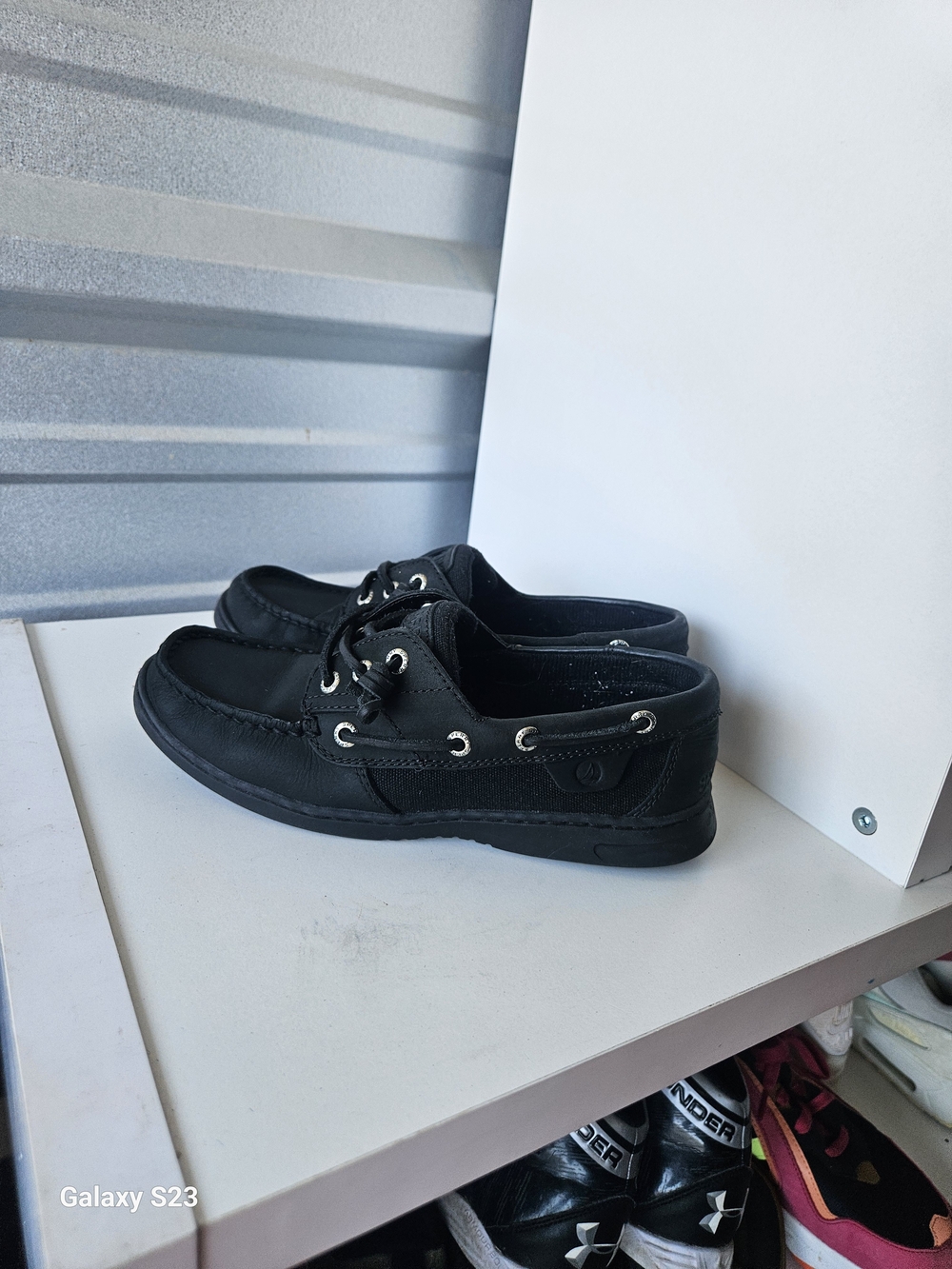 Sperry Top-Sider Women’s Black Leather Boat Shoes Size 7 Lace Up Casual Flats